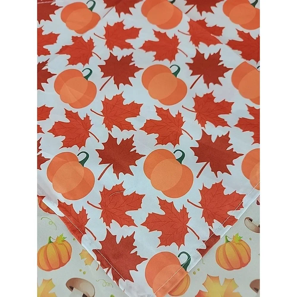 Fall Dog Bandana Flexible Decorative‎ Smooth Scarf Bib Halloween Pumpkin Leaves